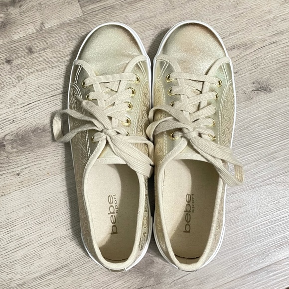 Bebe Dane Sport Lace Up Sneaker Gold 9 - Picture 3 of 9